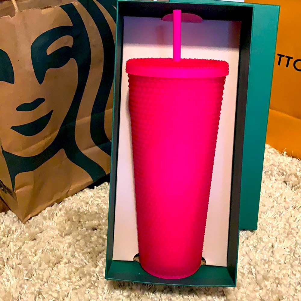 Starbucks Neon Pink Jelly soft touch studded